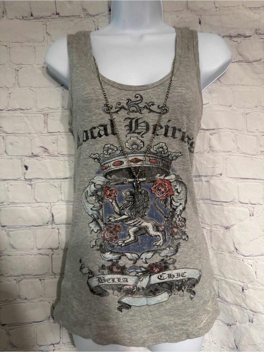 F.A.N.G. Gray Graphic Tank Top Large